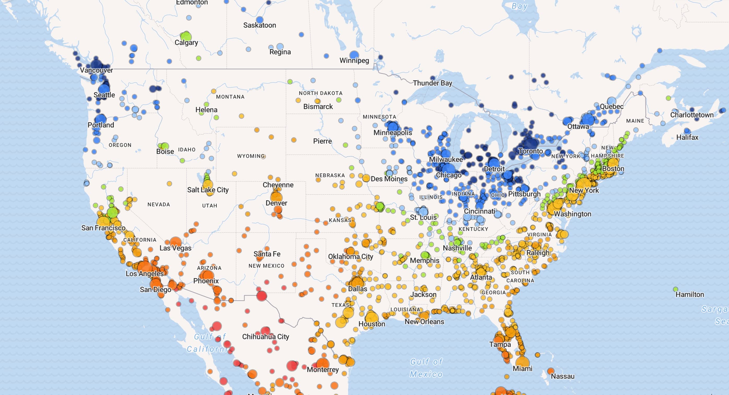 Darkest month sunshine hours across US and Canada